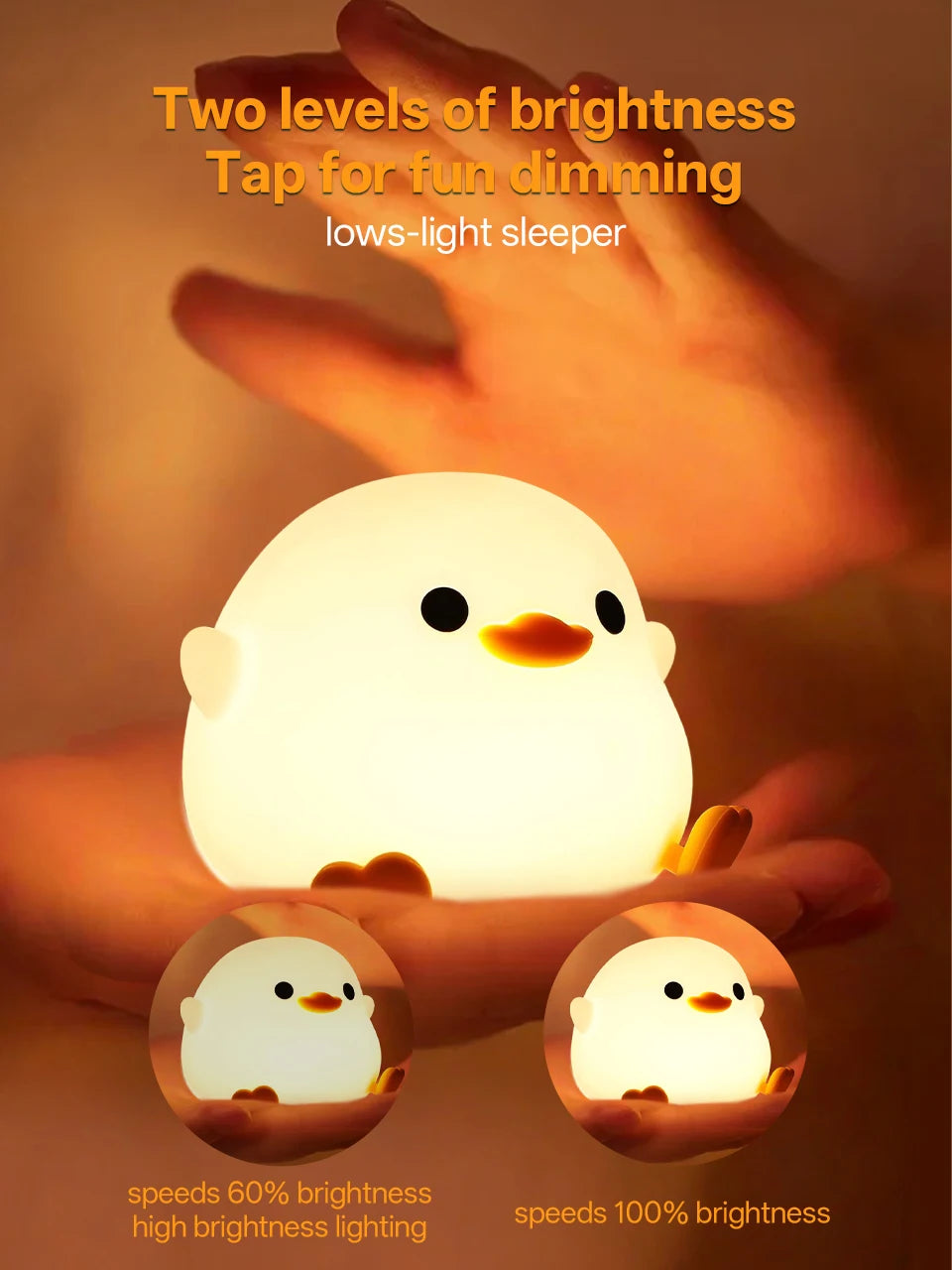 Touch Sensor RGB LED Night Light Cute Pear Duck Hamster Silicone Lamp for Kids USB Rechargeable Bedroom Bedside Lighting