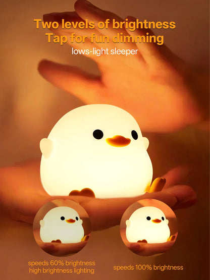 Touch Sensor RGB LED Night Light Cute Pear Duck Hamster Silicone Lamp for Kids USB Rechargeable Bedroom Bedside Lighting