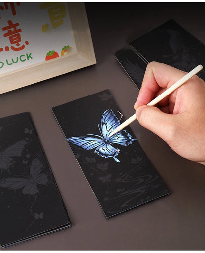 12 Pcs/Set DIY Scratch Painting Animal Bookmarks Colorful Portable Creative Doodle Art Toy Handmade Night Scene Art