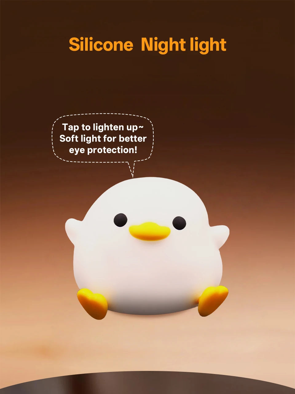 Touch Sensor RGB LED Night Light Cute Pear Duck Hamster Silicone Lamp for Kids USB Rechargeable Bedroom Bedside Lighting