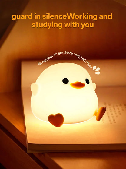 Touch Sensor RGB LED Night Light Cute Pear Duck Hamster Silicone Lamp for Kids USB Rechargeable Bedroom Bedside Lighting