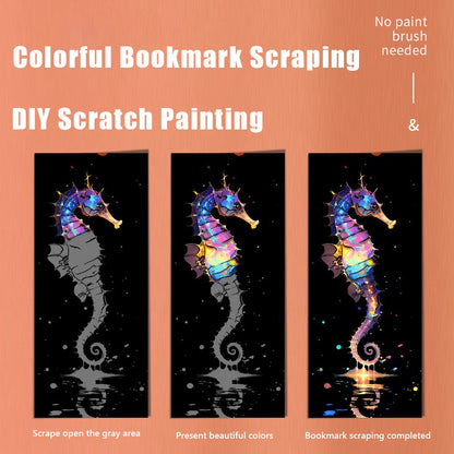 12 Pcs/Set DIY Scratch Painting Animal Bookmarks Colorful Portable Creative Doodle Art Toy Handmade Night Scene Art