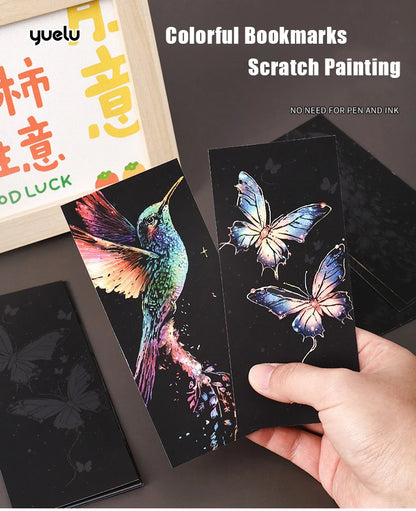 12 Pcs/Set DIY Scratch Painting Animal Bookmarks Colorful Portable Creative Doodle Art Toy Handmade Night Scene Art