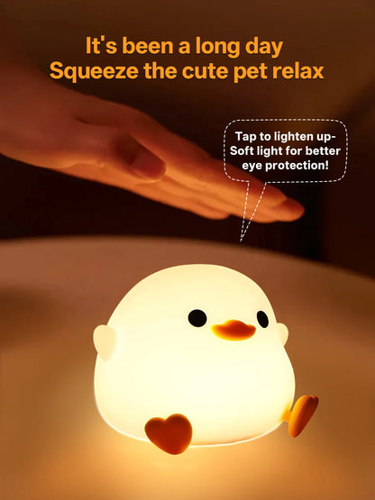 Touch Sensor RGB LED Night Light Cute Pear Duck Hamster Silicone Lamp for Kids USB Rechargeable Bedroom Bedside Lighting