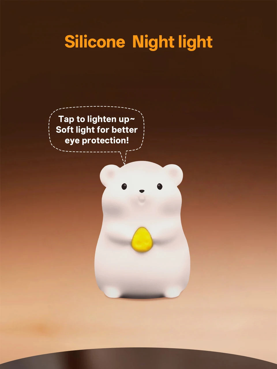 Touch Sensor RGB LED Night Light Cute Pear Duck Hamster Silicone Lamp for Kids USB Rechargeable Bedroom Bedside Lighting