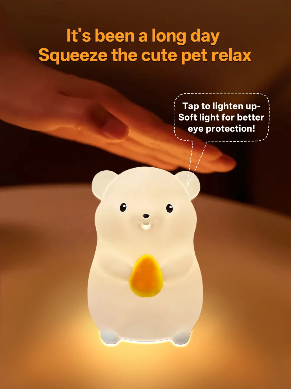 Touch Sensor RGB LED Night Light Cute Pear Duck Hamster Silicone Lamp for Kids USB Rechargeable Bedroom Bedside Lighting