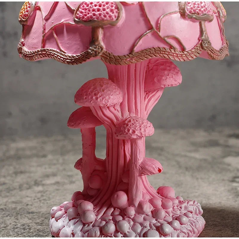Creative Stained Plant Series Table Lamps Resin Colorful Bedroom Bedside Flower Mushroom Retro Table Night Lamp Atmosphere Light