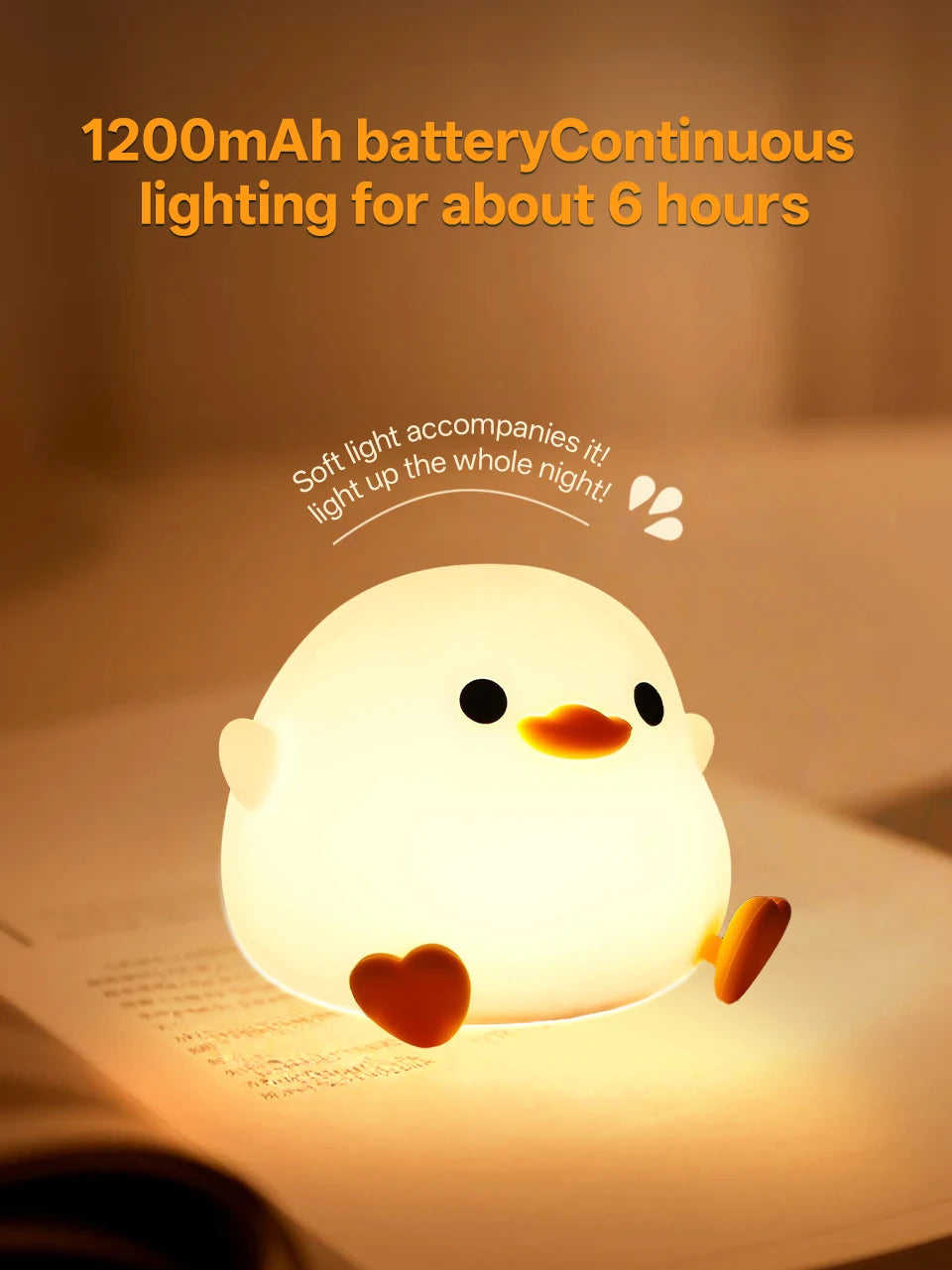 Touch Sensor RGB LED Night Light Cute Pear Duck Hamster Silicone Lamp for Kids USB Rechargeable Bedroom Bedside Lighting