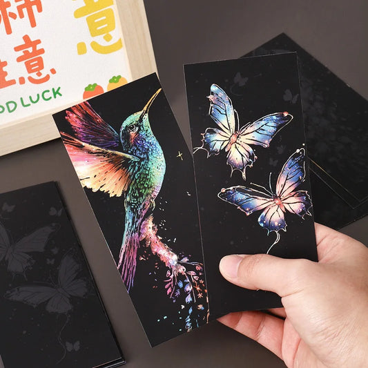 12 Pcs/Set DIY Scratch Painting Animal Bookmarks Colorful Portable Creative Doodle Art Toy Handmade Night Scene Art