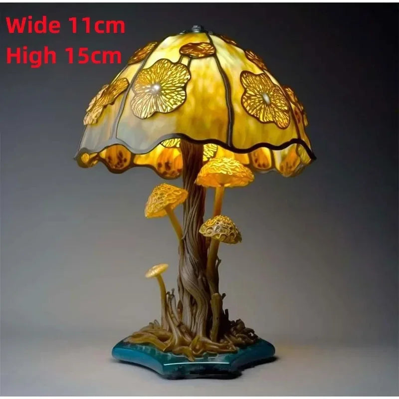 Creative Stained Plant Series Table Lamps Resin Colorful Bedroom Bedside Flower Mushroom Retro Table Night Lamp Atmosphere Light
