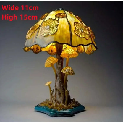 Creative Stained Plant Series Table Lamps Resin Colorful Bedroom Bedside Flower Mushroom Retro Table Night Lamp Atmosphere Light