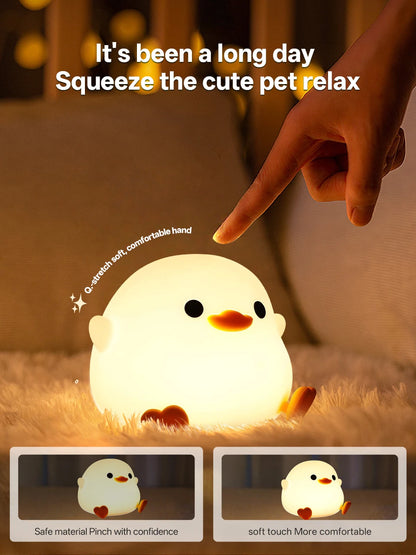 Touch Sensor RGB LED Night Light Cute Pear Duck Hamster Silicone Lamp for Kids USB Rechargeable Bedroom Bedside Lighting