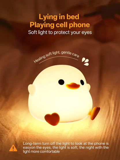 Touch Sensor RGB LED Night Light Cute Pear Duck Hamster Silicone Lamp for Kids USB Rechargeable Bedroom Bedside Lighting