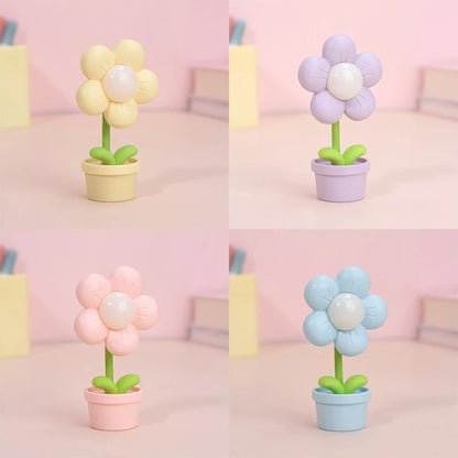 Mini LED Flower Night Light Cute Small Table Lamp Desktop Ornament Bedside Bedroom Ambient Lights Children Toy Kids Holiday Gift