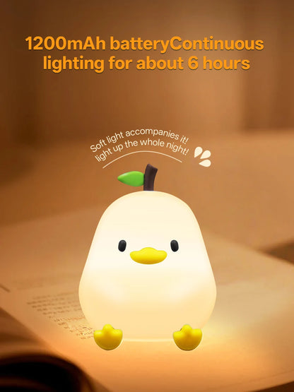 Touch Sensor RGB LED Night Light Cute Pear Duck Hamster Silicone Lamp for Kids USB Rechargeable Bedroom Bedside Lighting