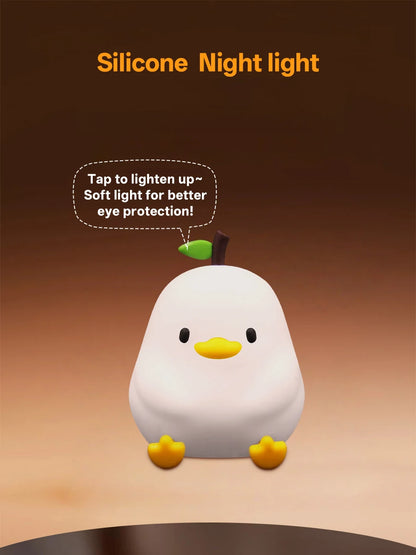 Touch Sensor RGB LED Night Light Cute Pear Duck Hamster Silicone Lamp for Kids USB Rechargeable Bedroom Bedside Lighting