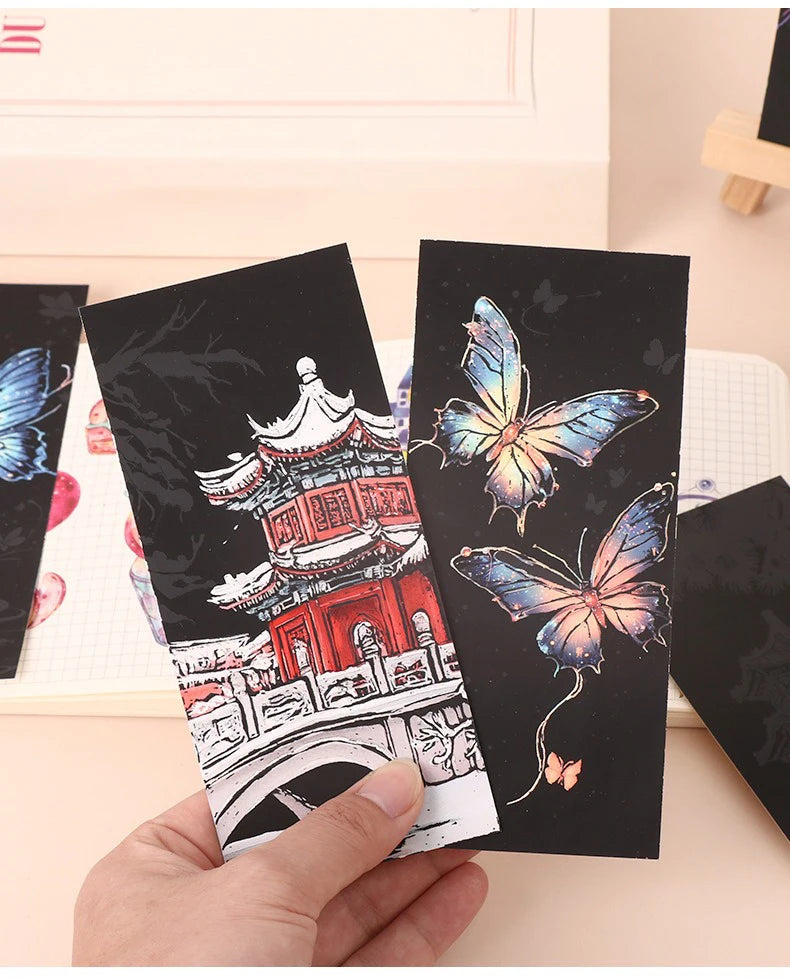 12 Pcs/Set DIY Scratch Painting Animal Bookmarks Colorful Portable Creative Doodle Art Toy Handmade Night Scene Art